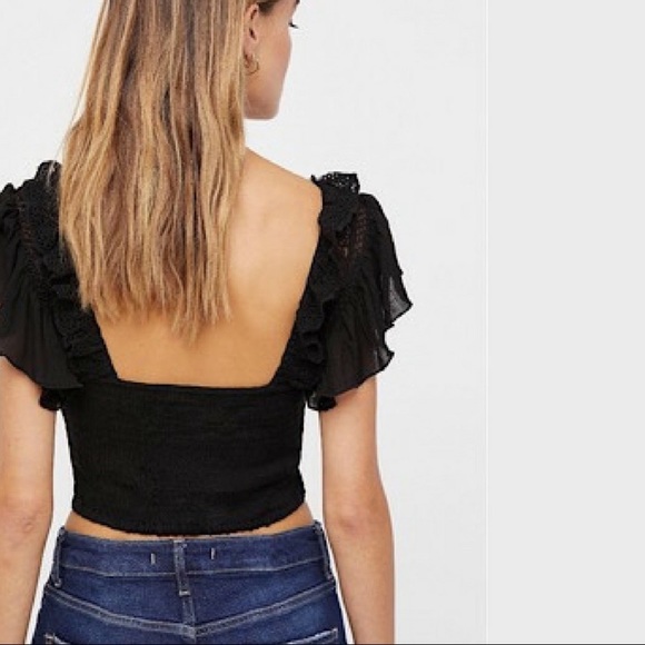 Free People Bridget Crop Top Black Small NWT - Picture 3 of 6